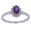 18ct White Gold 0.20ct Brilliant Cut Diamond and Amethyst Cluster Ring