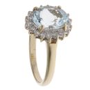 9ct Yellow Gold Aquamarine And Cubic Zirconia Cluster Ring