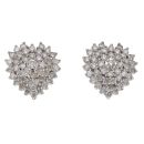 18ct Yellow And White Gold 1.00ct Brilliant Cut Diamond Heart Cluster Earrings