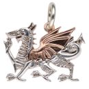 Silver and Rose Gold Welsh Dragon Clogau Pendant