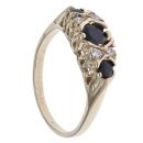 9ct Yellow Gold Sapphire and Cubic Zirconia Cluster Ring