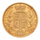 1872 Victoria Young Head Shield UK Full Sovereign Con