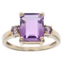 9ct Yellow Gold Amethyst Three Stone Ring