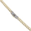 14ct Yellow Gold Monaco Curb Classic Flex, Cubic Zirconia Pave Lock Chain 20"
