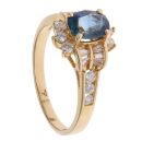 18ct Yellow Gold 0.40ct Brilliant and Baguette Cut Diamond and Sapphire Cluster Ring