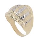 14ct Yellow and White Gold Patterned Dome Ring