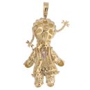 9ct Yellow Gold Moveable Cubic Zirconia Ragdoll Pendant