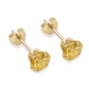 9ct Yellow Gold Citrine Cubic Zirconia Stud Earrings 5mm