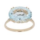 14ct Yellow Gold 0.02ct Brilliant Cut Diamond and Aquamarine Ring