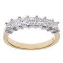 18ct Yellow Gold 1.00ct Princess Cut Diamond Seven Stone Eternity Ring