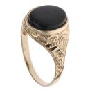 9ct Yellow Gold Onyx Patterned Signet Ring