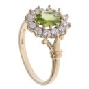 9ct Yellow Gold Peridot and Cubic Zirconia Cluster Ring