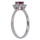 18ct White Gold 0.25ct Brilliant Cut Diamond and Ruby Cluster Ring