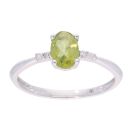 9ct White Gold Peridot and Diamond Ring