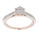 9ct White and Rose Gold 0.33ct Cluster Ring