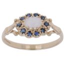 9ct Yellow Gold Sapphire and Opal Cluster Ring