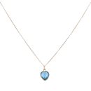 18ct Yellow Gold Created Sapphire Heart Pendant and Chain 16"