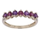 9ct Yellow Gold Pink Gemstone and Amethyst Ring