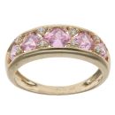 14ct Yellow Gold Pink Gemstone and Cubic Zirconia Fancy Ring