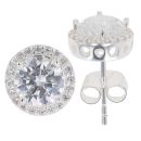 Silver Cubic Zirconia Halo Stud Earrings By Icesia