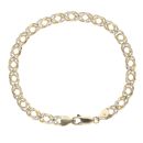 9ct Yellow and White Gold Diamond Cut Double Curb Bracelet 7"