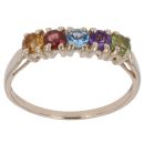 9ct Yellow Gold Multi Gemstone Five Stone Ring