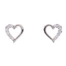 Silver Cubic Zirconia Heart Stud Earrings by Icesia