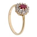 18ct Yellow Gold 0.25ct Brilliant Cut Diamond and Ruby Cluster Ring