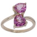 9ct Yellow Gold 0.01ct Diamond and Pink Topaz Heart Ring