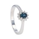 9ct White Gold Diamond And Sapphire Cluster Ring by Anya Belle