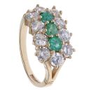 9ct Yellow Gold Cubic Zirconia and Emerald Cluster Ring