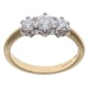 18ct Yellow Gold 0.75ct Brilliant Cut Diamond Trilogy Ring