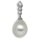 18ct White Gold 0.20ct Diamond & Pearl Pendant