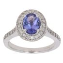 18ct White Gold 0.40ct Brilliant Cut Diamond And Tanzanite Cluster Ring