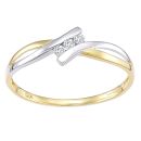 9ct Yellow And White Gold Diamond Crossover Ring
