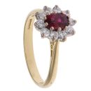 18ct Yellow Gold 0.39ct Brilliant Cut Diamond and Ruby Cluster Ring