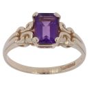 9ct Yellow Gold Amethyst Single Stone Ring