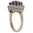 9ct Yellow Gold 0.10ct Diamond and Sapphire Cluster Ring