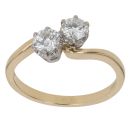 18ct Yellow Gold 0.75ct Brilliant Cut Diamond Two Stone Ring