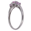 9ct White Gold 0.05ct Diamond and Pink Sapphire Three Stone Ring