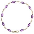 9ct Yellow Gold Amethyst Bracelet 7"