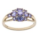 9ct Yellow Gold 0.05ct Diamond and Tanzanite Cluster Ring