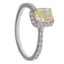 9ct White Gold 1.50ct Emerald and Brilliant Cut Yellow and Colourless Lab Grown Diamond Cluster Ring