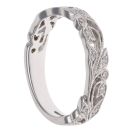 18ct White Gold 0.15ct Brilliant Cut Diamond Millegrain Leaves Ring