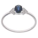 9ct White Gold 0.04ct Diamond and Sapphire Ring