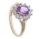 9ct Yellow Gold Cubic Zirconia and Amethyst Cluster Ring