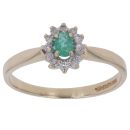 9ct Yellow Gold 0.10ct Diamond and Emerald Cluster Ring