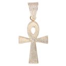 9ct Yellow Gold Cubic Zirconia Ankh Cros Pendant