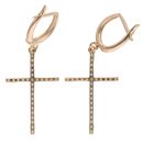 14ct Yellow Gold Cubic Zirconia Cross Hoop Earrings