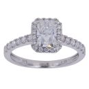 9ct White Gold 1.50ct Radiant and Brilliant Cut Lab Grown Diamond Cluster Ring
